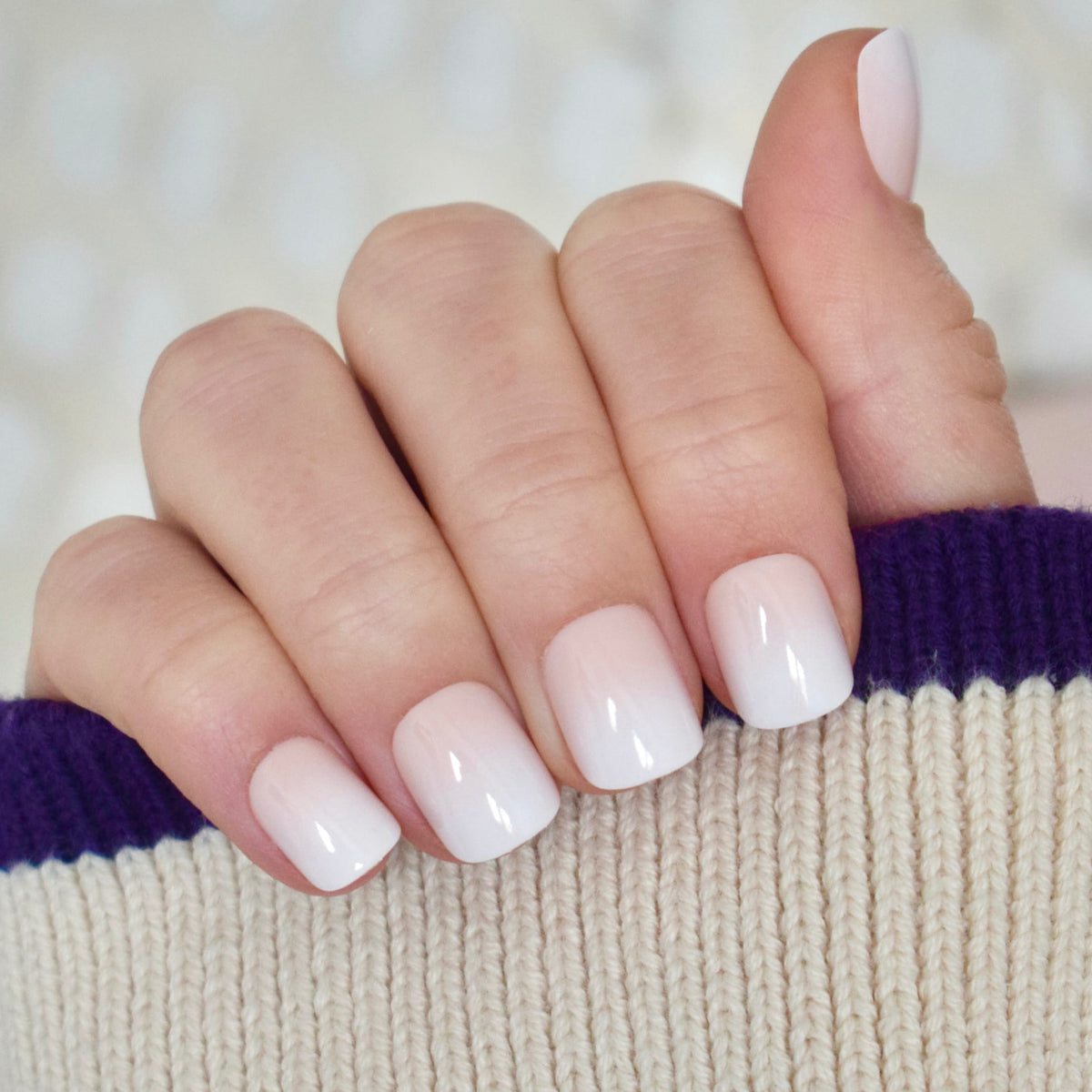 press-on nails artificial nails beauty false glasies gel coffin short white nude obmre