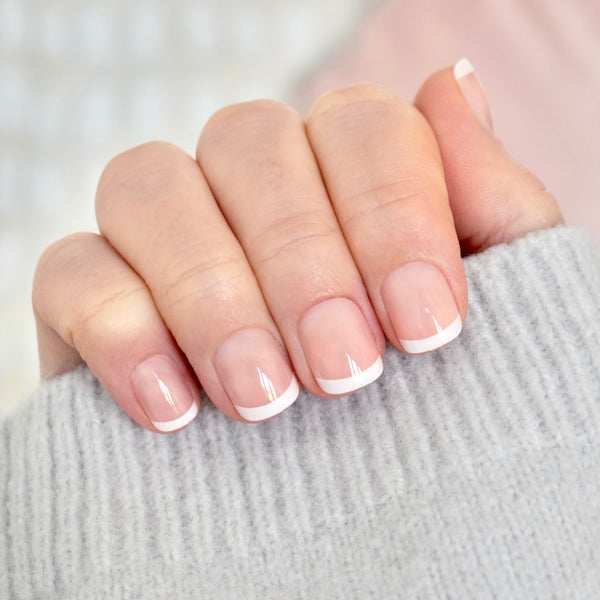 press-on nails artificial nails beauty false glasies gel coffin short white nude french