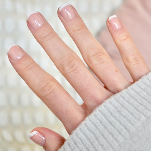 press-on nails artificial nails beauty false glasies gel coffin short white nude french