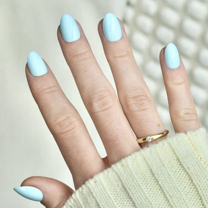 press-on nails artificial nails beauty false glasies gel oval short french mint blue green