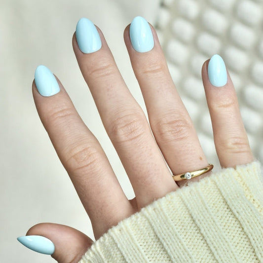 press-on nails artificial nails beauty false glasies gel oval short french mint blue green