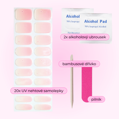 uv gel nail stickers 20 pcs pink white ombre flowers violet