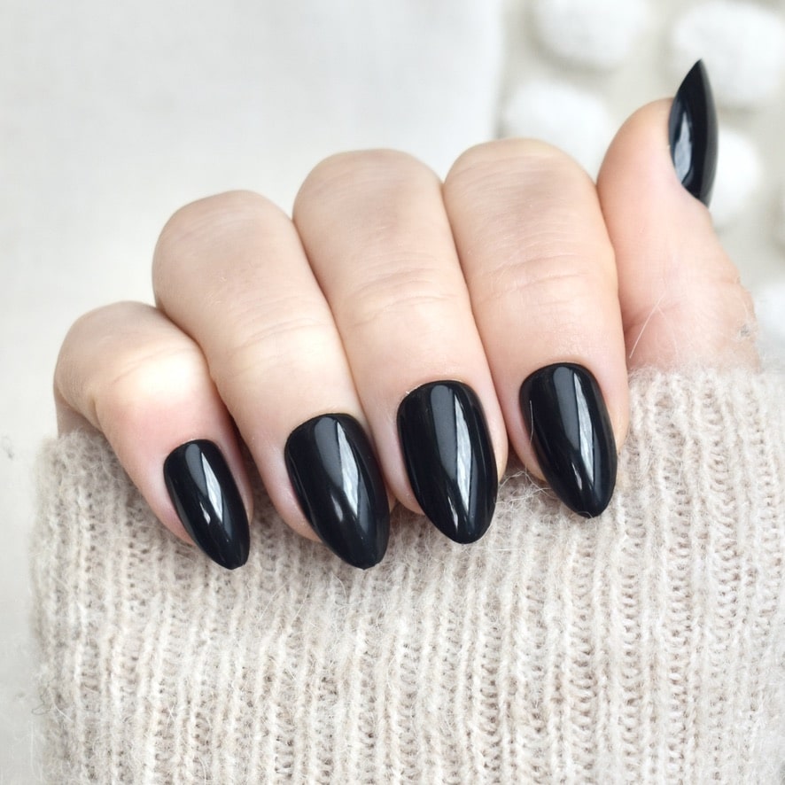 press-on nails artificial nails beauty false glasies gel almond black