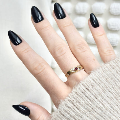 press-on nails artificial nails beauty false glasies gel almond black