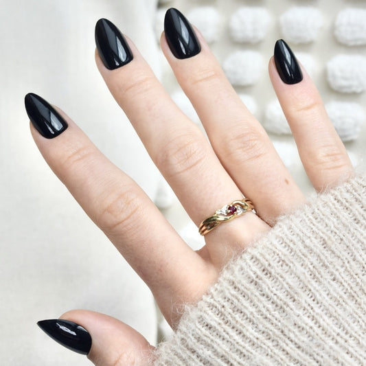 press-on nails artificial nails beauty false glasies gel almond black