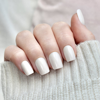 presson nails false nail glasies coffin short  white offwhite creamy 