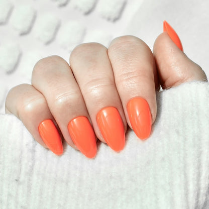 press-on nails false nail almond long medium orange neon cute