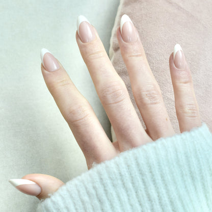 presson nails artificial nails false pink french beige glasies