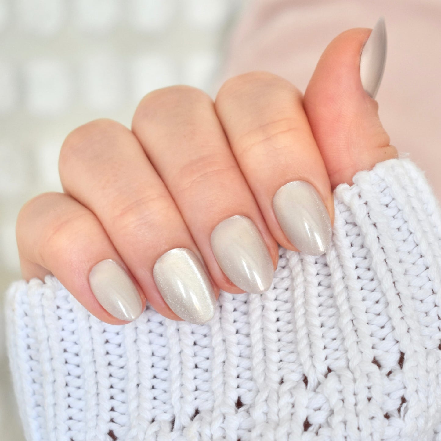 beige cat eye almond ovall short press-on nails fake nail 