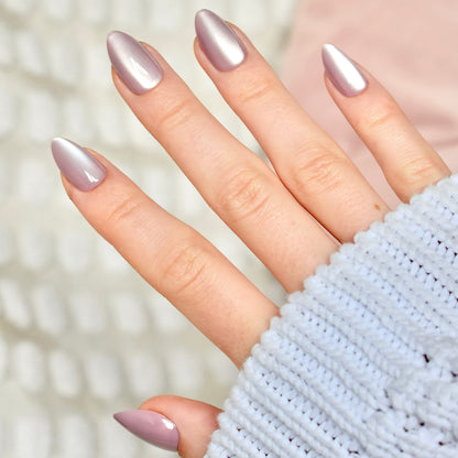 beige pink cat eye nude almond medium press-on nails fake nail 