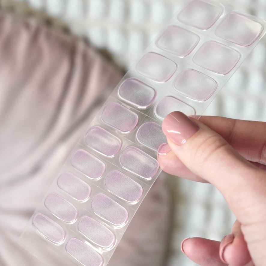 uv gel nail stickers 20 pcs pink glitters white