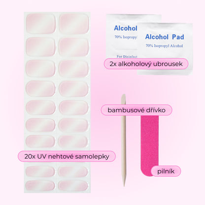 uv gel nail stickers 20 pcs pink glitters white