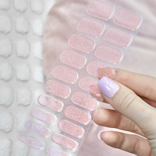 uv gel nail stickers 20 pcs pink glitters 