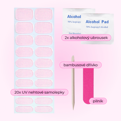 uv gel nail stickers 20 pcs pink glitters 