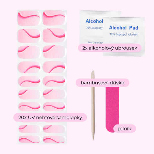 uv gel nail stickers 20 pcs pink white ombre 
