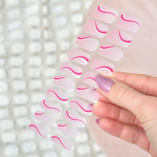 uv gel nail stickers 20 pcs pink white ombre 