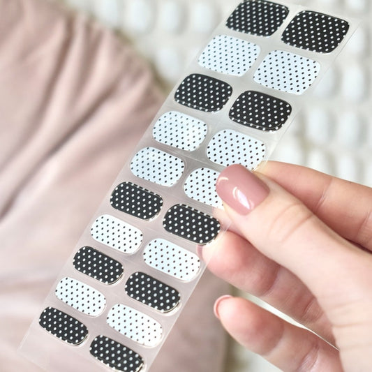 uv gel nail stickers 20 pcs white black polka dots