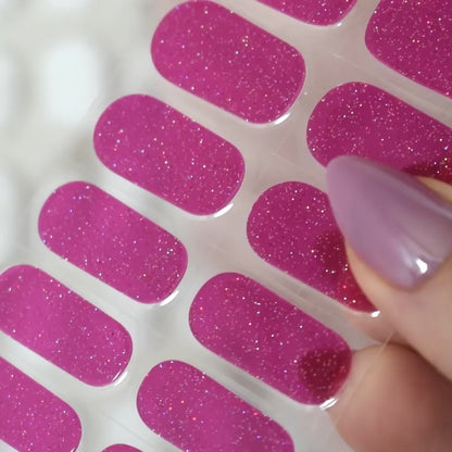 uv gel nail stickers 20 pcs pink glitters