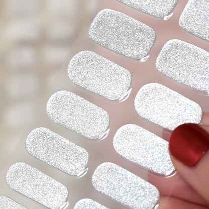 uv gel nail stickers 20 pcs silver glitters