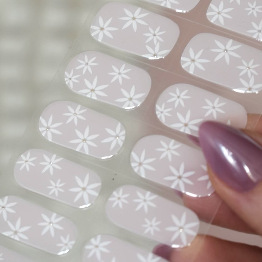 uv gel nail stickers 20 pcs pink white flowers 