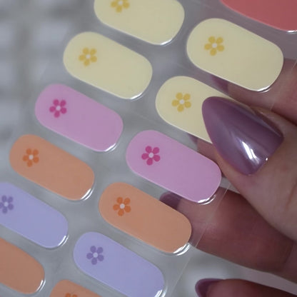 uv gel nail stickers 20 pcs pink yellow blue violer flowers 