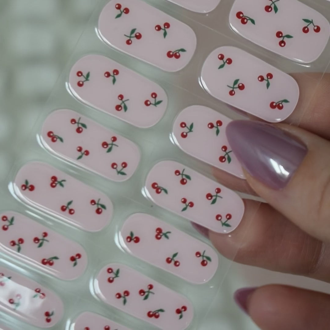 uv gel nail stickers 20 pcs pink red cherry