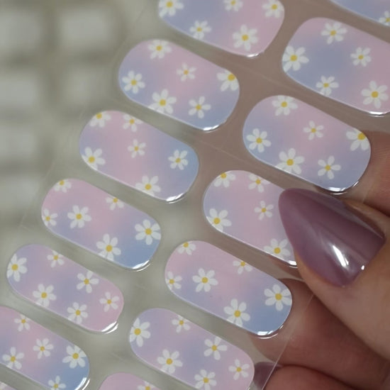 uv gel nail stickers 20 pcs blue pink flowers ombre 