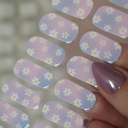 uv gel nail stickers 20 pcs blue pink flowers ombre 