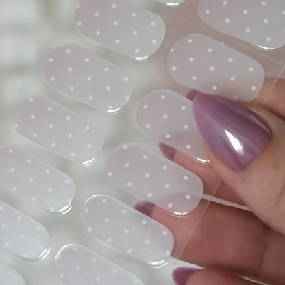 uv gel nail stickers 20 pcs pink ombre polka dots white