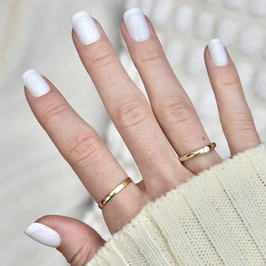 press-on nails artificial nails beauty false glasies gel coffin short white nude french