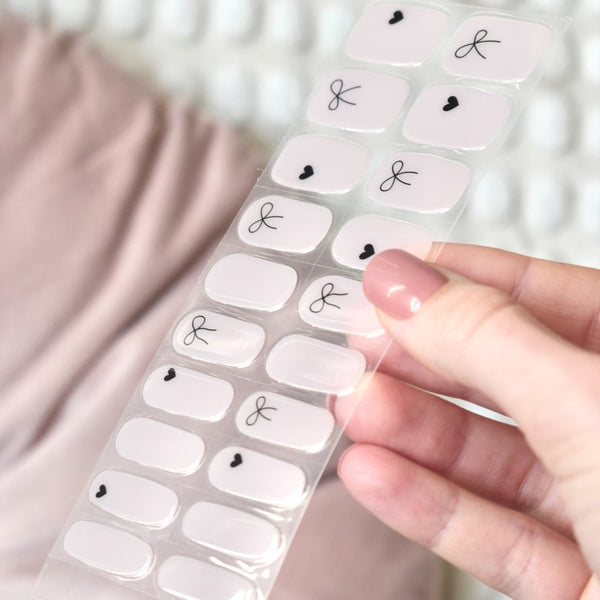 uv gel nail stickers 20 pcs   bow pink beige black