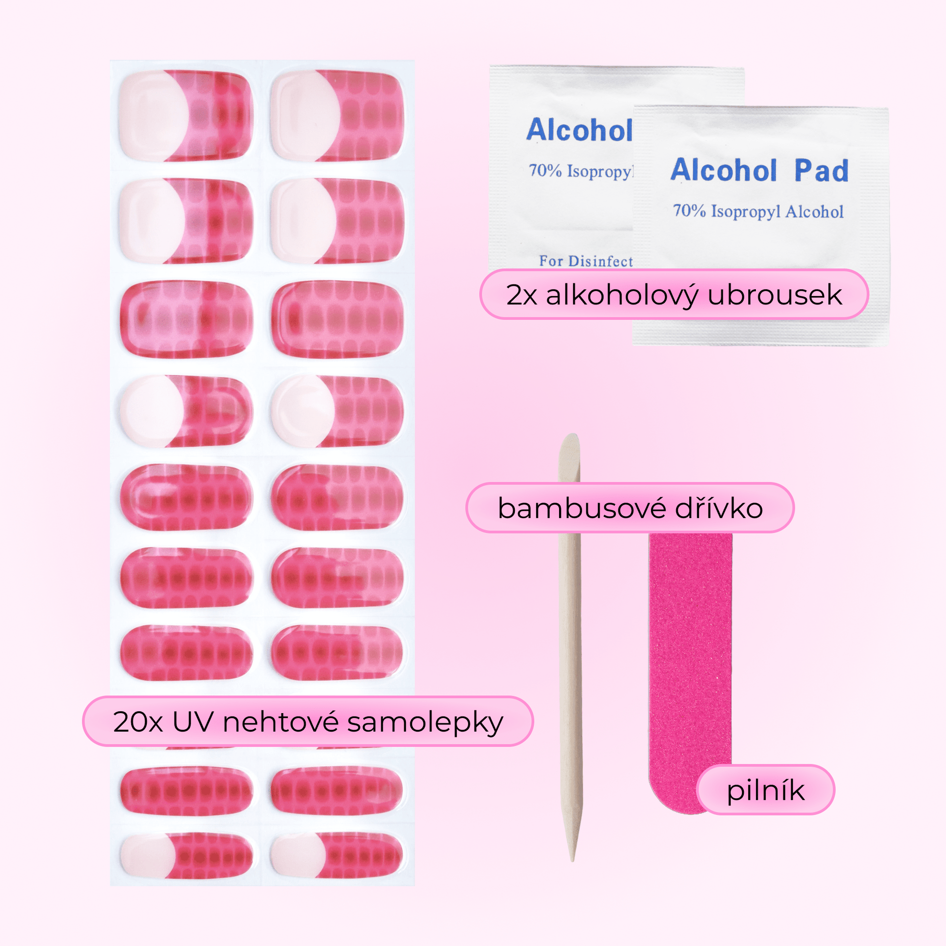 uv gel nail stickers 20 pcs beige pink red