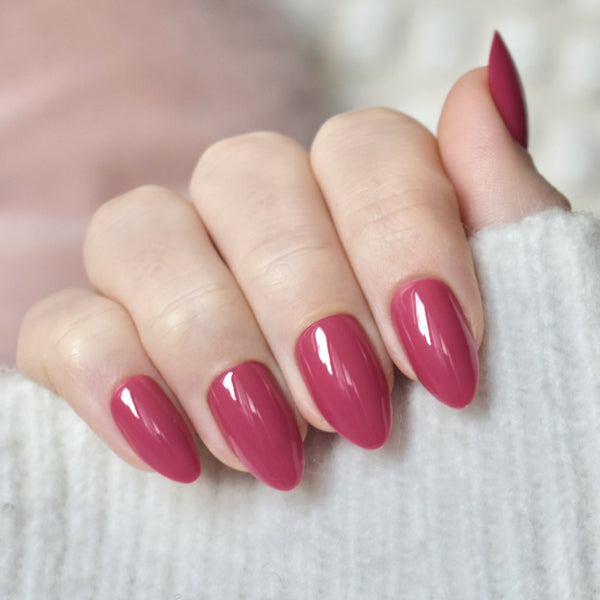 press-on nails artificial nails beauty false glasies gel almond pink red violet