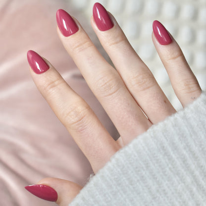 press-on nails artificial nails beauty false glasies gel almond pink red violet