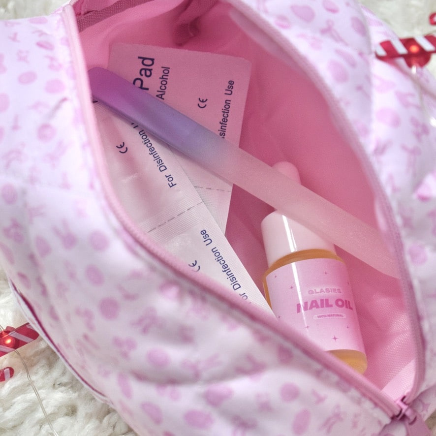 glasies presson nails false artificial nail stickers UV gel beauty nail file cosmetic bag alcohol pad nail oil