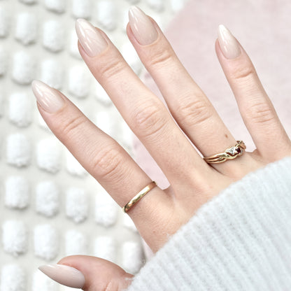 press-on nails false nail almond long medium pink white beige cute