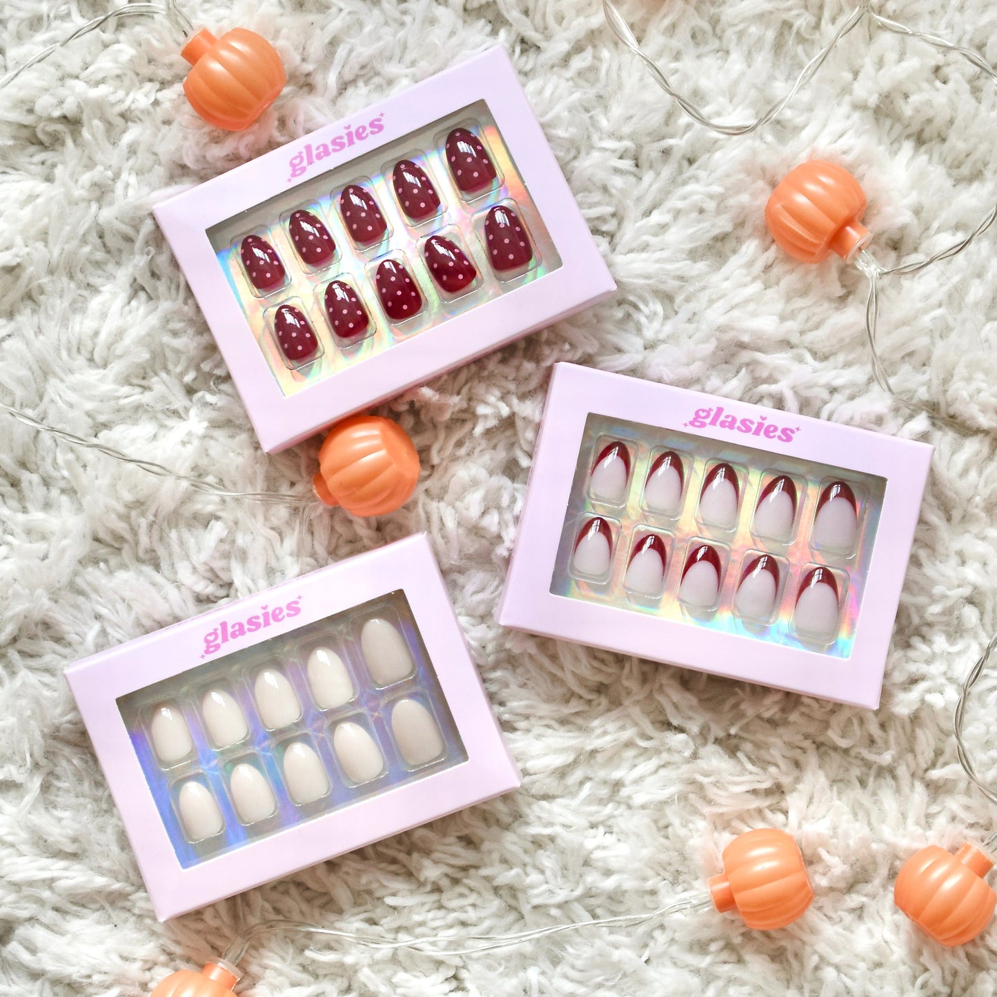 press-on nails artificial nails beauty false glasies gel almond oval short white nude red french polka dost trendy autumn ste