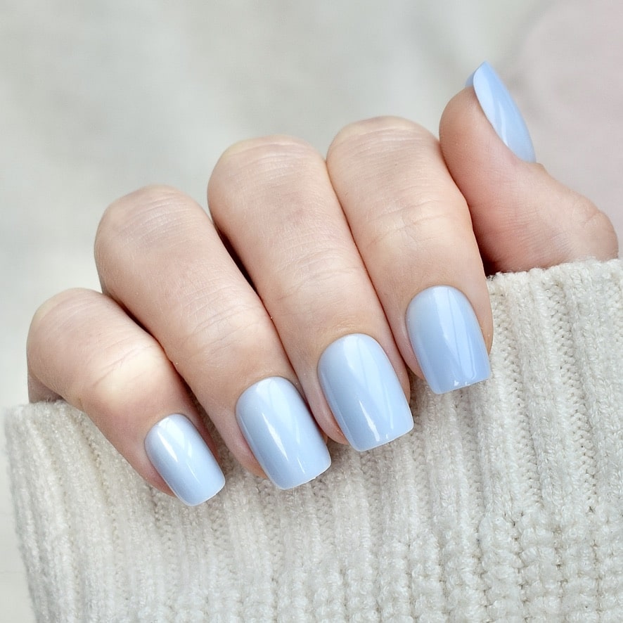 presson nails false nail glasies coffin short baby blue 