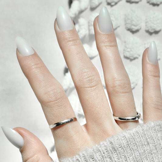 presson nails almond white short false nails