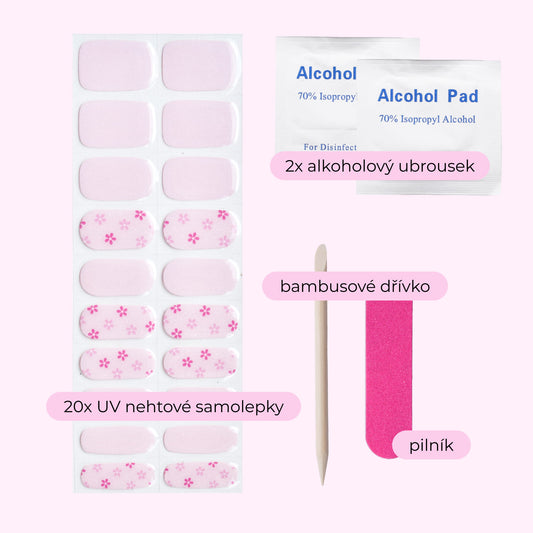 uv gel nail stickers 20 pcs pink flowers spring