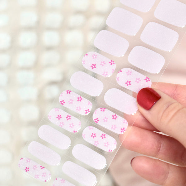 uv gel nail stickers 20 pcs pink flowers spring