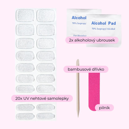 uv gel nail stickers 20 pcs silver glitters