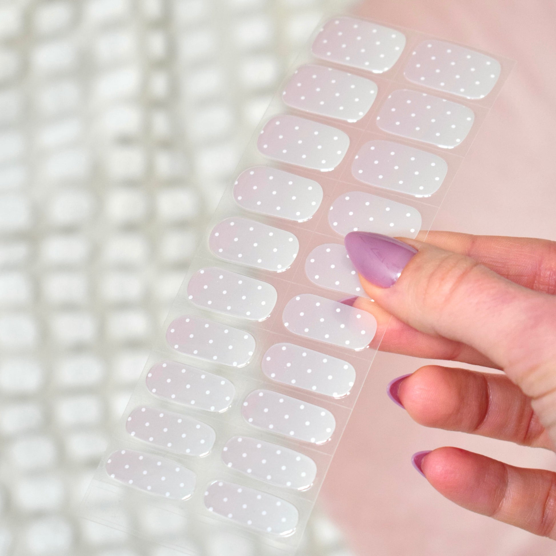 uv gel nail stickers 20 pcs pink ombre polka dots white