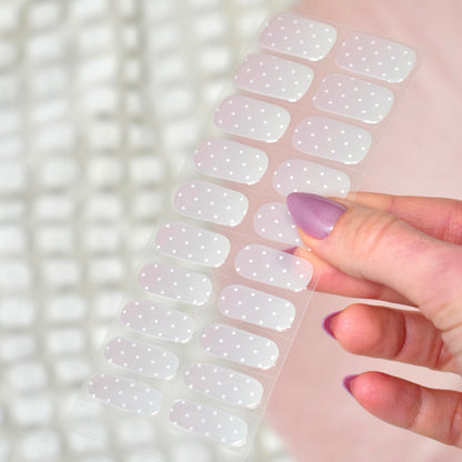 uv gel nail stickers 20 pcs pink ombre polka dots white