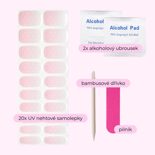 uv gel nail stickers 20 pcs pink ombre polka dots white