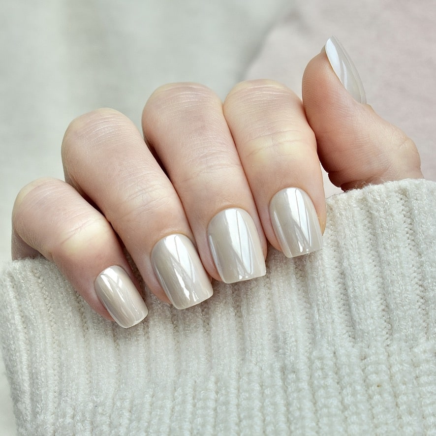 presson nails false nail glasies coffin short white creamy chrome  