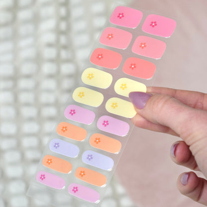 uv gel nail stickers 20 pcs pink yellow blue violer flowers 