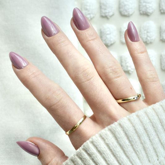 presson nails false nail glasies almond violet grey pink