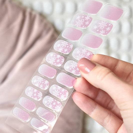 uv gel nail stickers 20 pcs white beige pink snowflake christmas