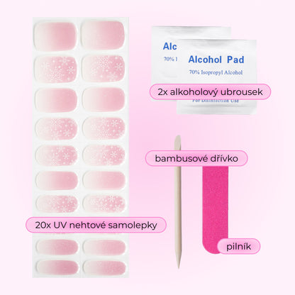 uv gel nail stickers 20 pcs white beige pink snowflake christmas